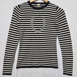 J.Crew Women Vintage Y2K Preppy Equestrian Striped Horseshoe Cashmere Sweater XS
